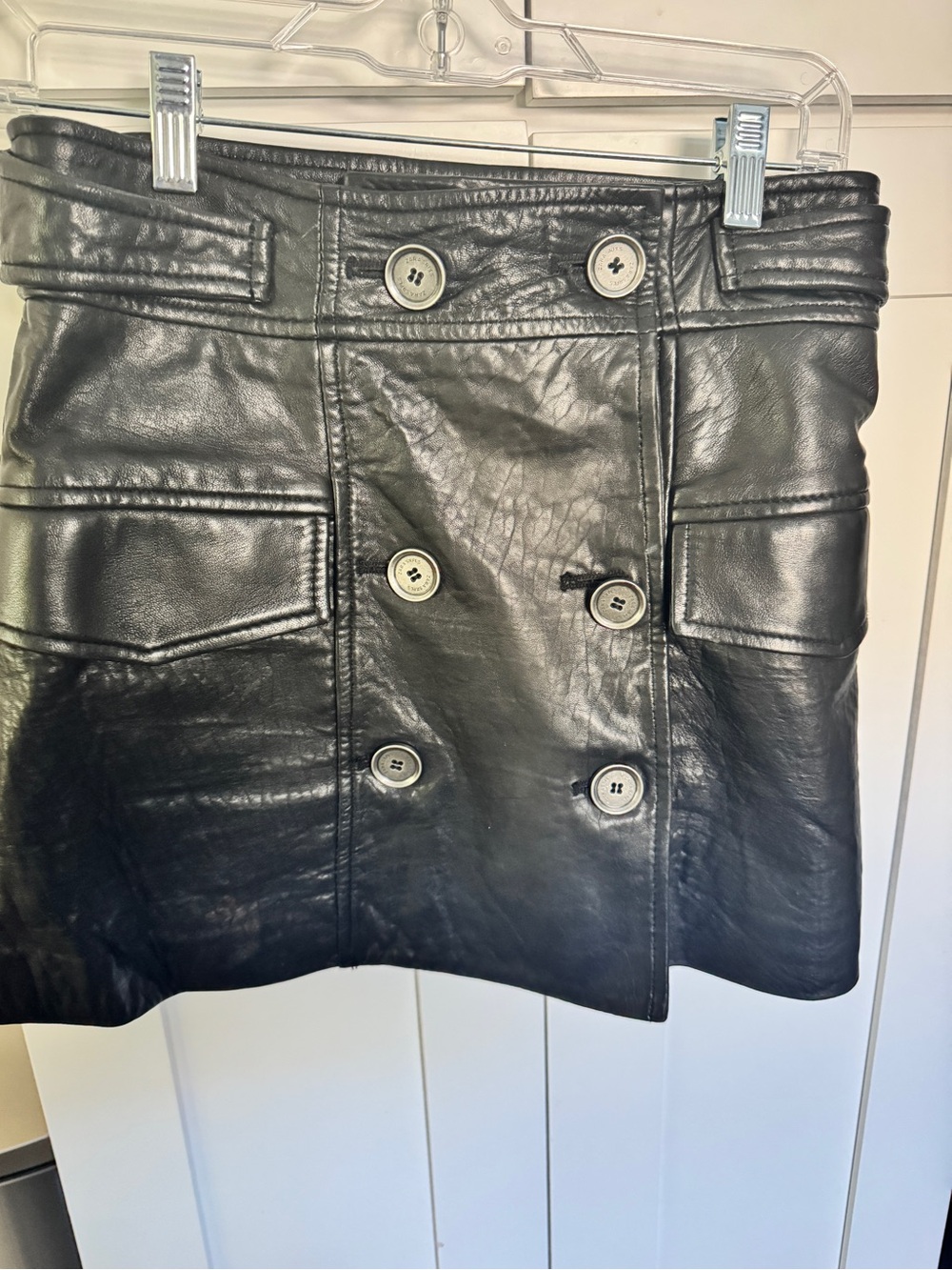 Zara SRPLS Black Leather Mini Skirt